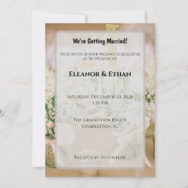 Blush Pink & Gold Glitter Rustic Elegant Wedding I 招待状