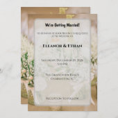 Blush Pink & Gold Glitter Rustic Elegant Wedding I 招待状 (正面/裏面)