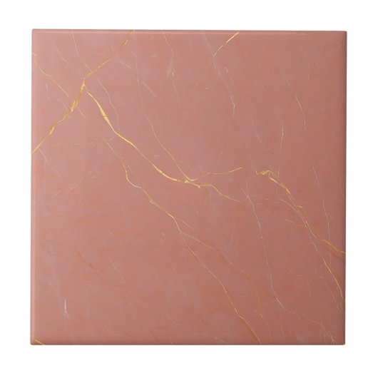 Blush Pink Gold Marble Pattern タイル (正面)