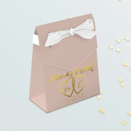 Blush Pink Gold Married Hearts Wedding Favor Boxes フェイバーボックス