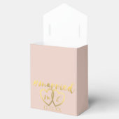 Blush Pink Gold Married Hearts Wedding Favor Boxes フェイバーボックス (オープン)