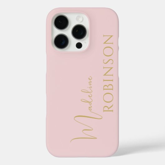 Blush Pink Gold Minimalist Chic Script Monogram Case-Mate iPhoneケース (裏面)