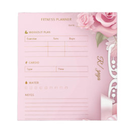 Blush pink gold pastel watercolo fittness Planner  ノートパッド