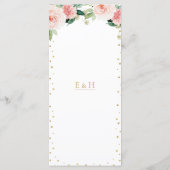 Blush pink gold peony floral elegant wedding menu メニュー (裏面)