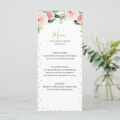 Blush pink gold peony floral elegant wedding menu メニュー (スタンド正面)