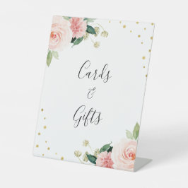 Blush pink gold peony floral wedding gifts sign 台座サイン