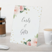 Blush pink gold peony floral wedding gifts sign 台座サイン (インサイチュ)