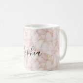 Blush Pink Gold Rose Petals Floral コーヒーマグカップ (正面右)