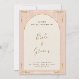  Blush Pink Gold Scalloped Arch Striped Elegant 招待状
