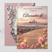 Blush Pink & Gold Sunset Wedding InvitatInvitation 招待状 (正面/裏面)