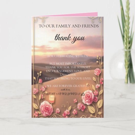 blush pink gold thank you card サンキューカード (正面)