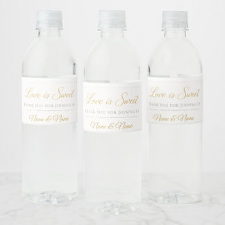 Blush Pink & Gold Wedding Water Bottle Label –🤍   ペットボトルラベル
