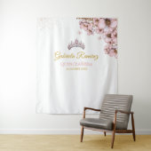 Blush Pink Golden Floral Quinceañera Backdrop タペストリー (インサイチュ)