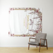 Blush Pink Golden Floral Quinceañera Backdrop タペストリー (インサイチュ(横))