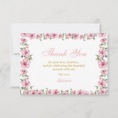 Blush Pink Golden Mis Quince Glitter Quinceañera サンキューカード (正面)