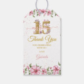 Blush Pink Golden Mis Quince Quinceañera  ギフトタグ (正面)