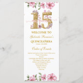 Blush Pink Golden Mis Quince Quiñceanera プログラム (正面)