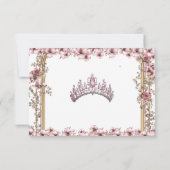 Blush Pink Golden Tiara Floral Quinceañera サンキューカード (裏面)