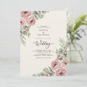 Blush Pink Graceful Botanical Wedding 招待状 (スタンド正面)