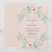 Blush Pink Graceful Spring Wedding 招待状 (正面/裏面)