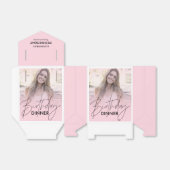 Blush Pink Gradient Photo Birthday Dinner フェイバーボックス (折り畳みなし)