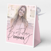 Blush Pink Gradient Photo Birthday Dinner フェイバーボックス (裏面サイド)