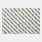 Blush Pink Green Glitter Stripes Christmas   キッチンタオル (横)