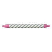 Blush Pink Green Glitter Stripes Christmas   黒ボールペン (正面)