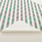 Blush Pink Green Glitzy Stripes  シェルパブランケット (3/4)