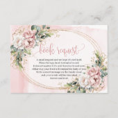 Blush Pink Greenery Glitter Baby Shower Book Cards エンクロージャーカード (正面)
