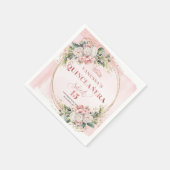 Blush Pink Greenery Quinceañera Party Napkins スタンダードカクテルナプキン (角)