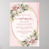 Blush Pink Greenery Unplugged Ceremony Sign ポスター (正面)