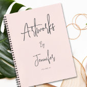 Blush Pink Grey Script Name Artwork Sketchbook ノートブック