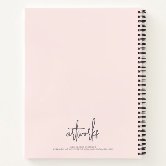Blush Pink Grey Script Name Artwork Sketchbook  ノートブック (裏面)