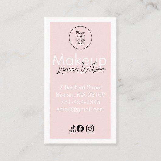  Blush Pink Hair, Makeup & Beauty Studio Vertical  名刺 (裏面)
