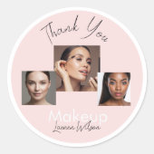 Blush Pink Hair, Makeup & Beauty Thank you  ラウンドシール (正面)