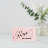 Blush Pink Hair Stylist QR Code  Business Card 名刺 (スタンド正面)