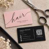 Blush Pink Hair Stylist Script QR Code 名刺