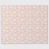 Blush Pink Hand Drawn Daisy Pattern ラッピングペーパー (フラット)