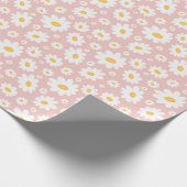 Blush Pink Hand Drawn Daisy Pattern ラッピングペーパー (角)