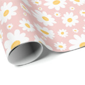 Blush Pink Hand Drawn Daisy Pattern ラッピングペーパー (ロールコーナー)