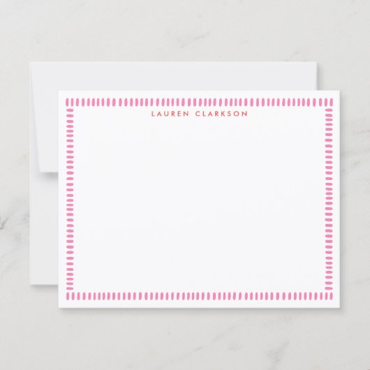 Blush Pink Hand Painted Stripe Border Note card 招待状 (正面)