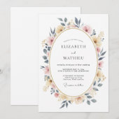 Blush Pink Harmonious Spring Wedding 招待状 (正面/裏面)