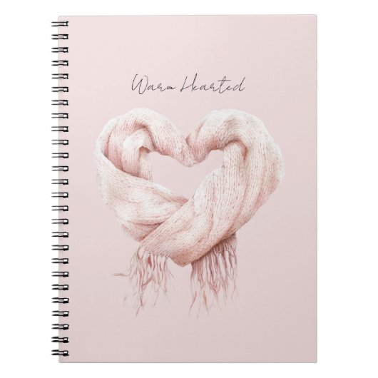 Blush Pink Heart Scarf Warm Heart ノートブック (正面)