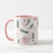 Blush Pink Hearts Christmas Monogram マグカップ (左)