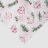 Blush Pink Hearts Christmas Pine Cones 薄葉紙 (詳細)