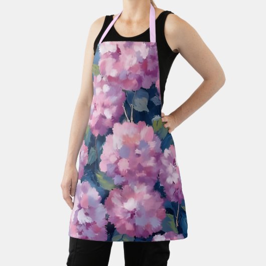 Blush Pink Hydrangeas Floral エプロン (インサイチュ)