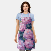 Blush Pink Hydrangeas Floral エプロン (着用した状態)