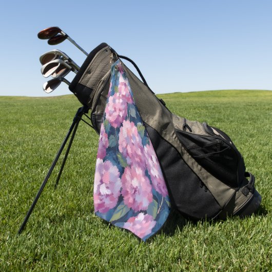 Blush Pink Hydrangeas Floral ゴルフタオル (グリーン)