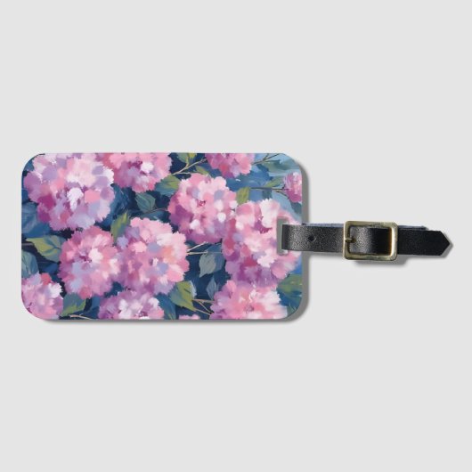 Blush Pink Hydrangeas Floral ラゲッジタグ (正面横)